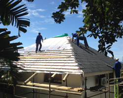 Onduvilla being installed on the new roof structure