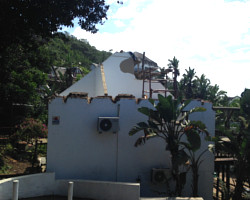 Original roof stripped of thatch structure